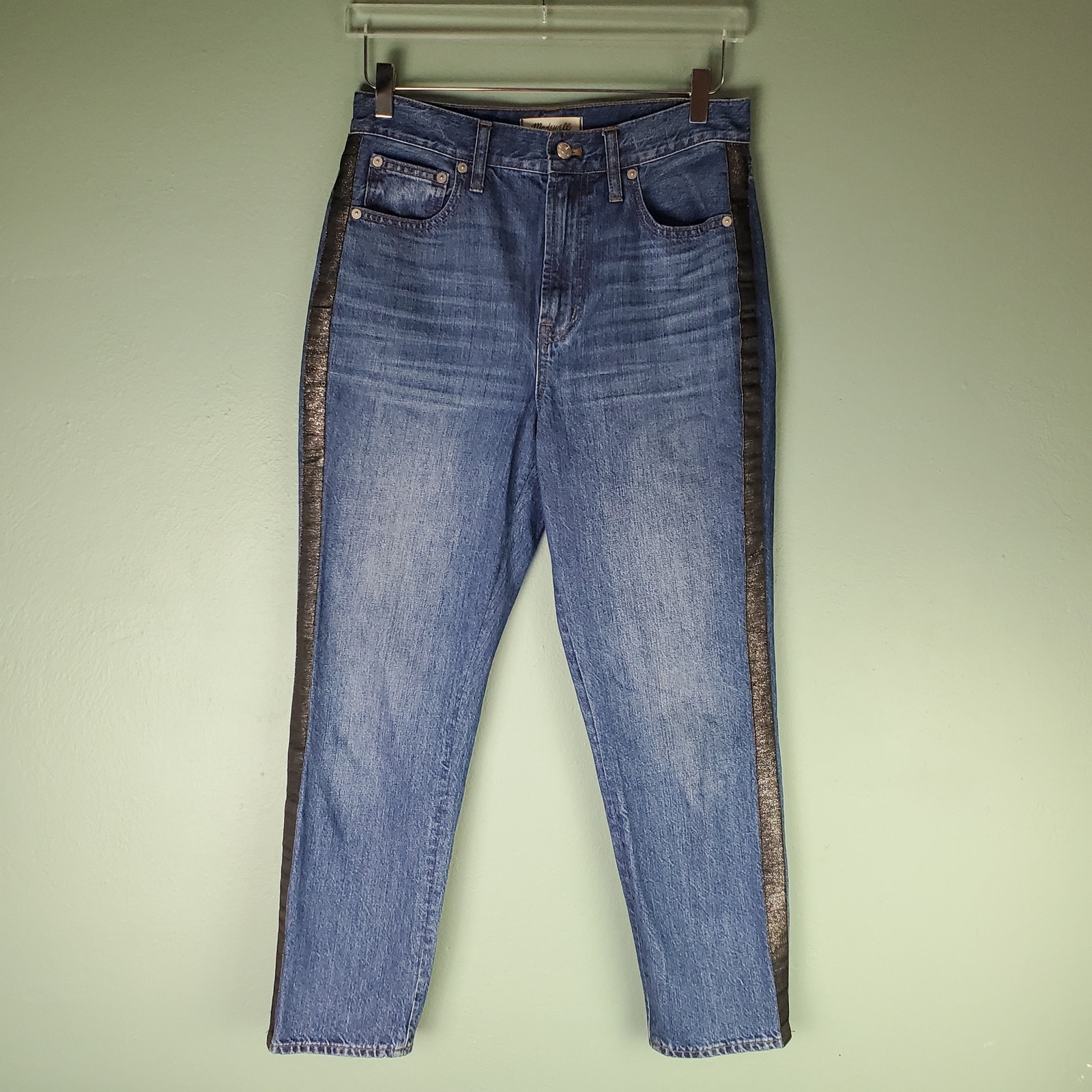 Madewell The Perfect Vintage Jean High Rise Metallic Tuxedo Stripe Size 28